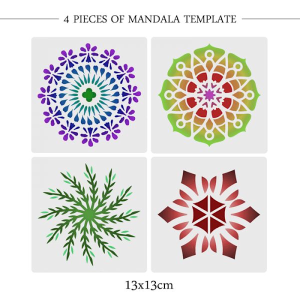 33-delad Mandala prickverktygssats för målning av stenar, prickverktygssats för målning av stenar, Mandala-stenciler, akrylstav, prickborrverktyg, plus stencil