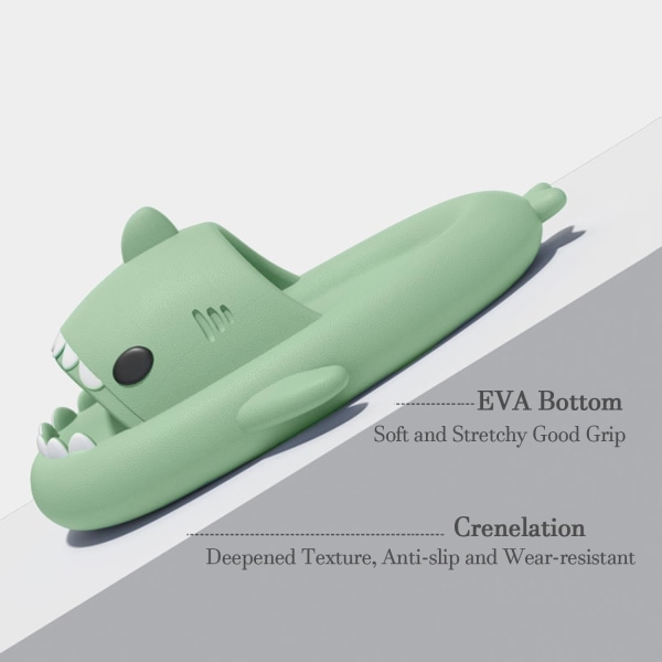 WJ Sjove Haj Sandaler til Bad Bruser Skridsikre Udendørs Par Sommersandaler til Mænd Kvinder 2-Green Matcha 25.5~27.5 cm