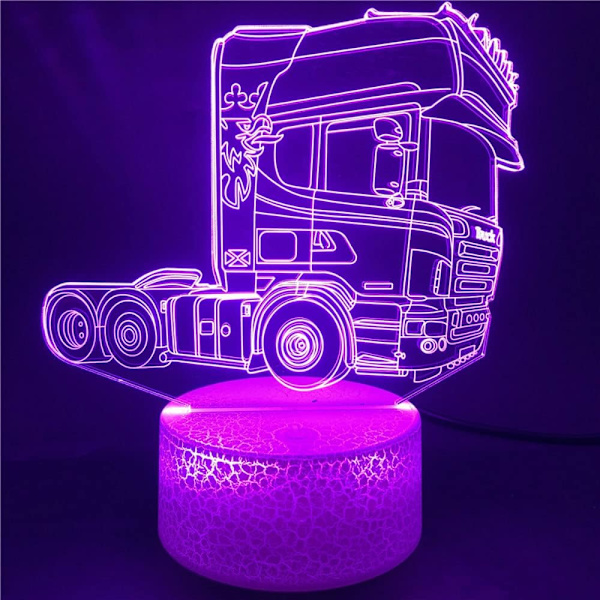 3D lastbil traktor bil natlys bord skrivebord optisk illusion lamper 7 farve skiftende lys LED bordlampe julehjem kærlighed fødselsdag børn indretning legetøj gave