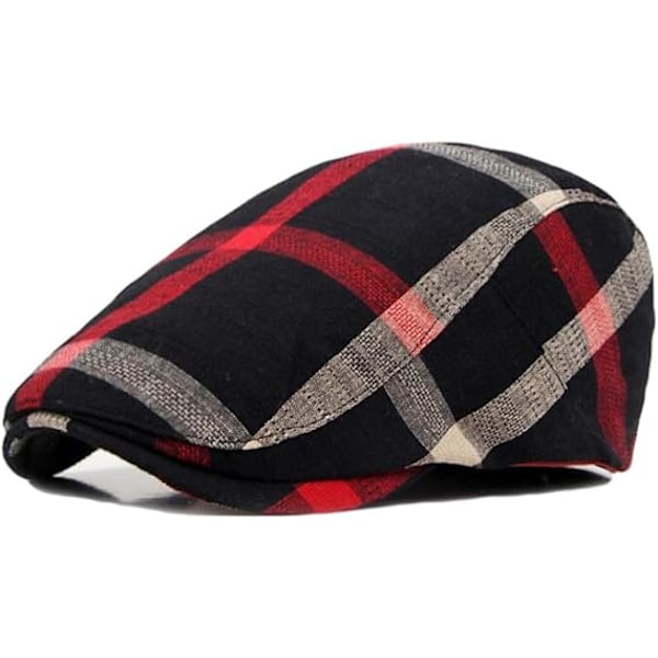 2-pakks Herre Bomulls Flat Cap Ivy Gatsby Newsboy Hatt, svart