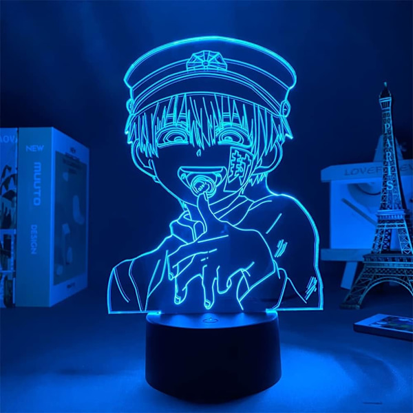 WJ 3D Illusion Anime Lampa - Toilet-bound Hanako-kun Nattljus Leksaker LED Nattlampa för Barnrum Dekor 16 Färgförändring med Fjärrkontroll