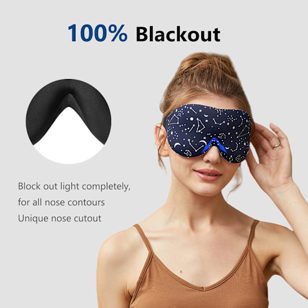 Sovemaske Kvinner Menn med Støpte Øyekopper, Velformet 3D Ekstra-Plysj Myk Memory Foam Blackout Øyemaske Null Trykk på Øyelokk