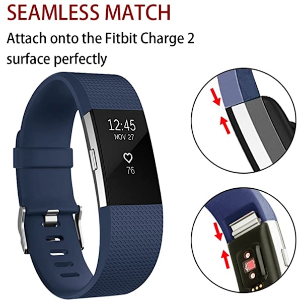 Smart klocka, armband ersättningsband kompatibel med Fitbit charge 2, klassiska och speciella justerbara sportarmband（ Marinblå-L）