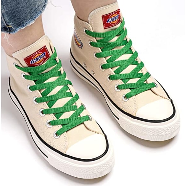 2 par platta skosnören sportskosnören för sportskor, platta skor, 40 tum (grön)