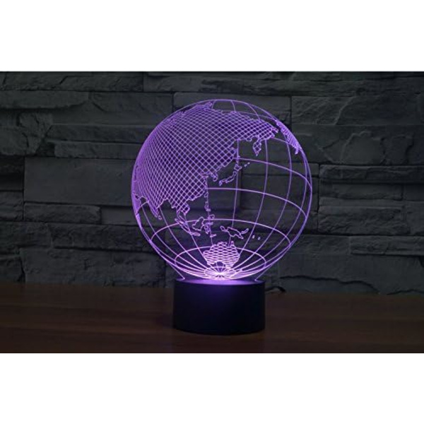 WJ 3D Asia Kart Fjernkontroll 16 Farger Nattlys Illusjon Akryl LED Bordlampe Sengesidelampe Barn Soverom Skrivebord Dekor Bursdagsgaver Leker for Barn