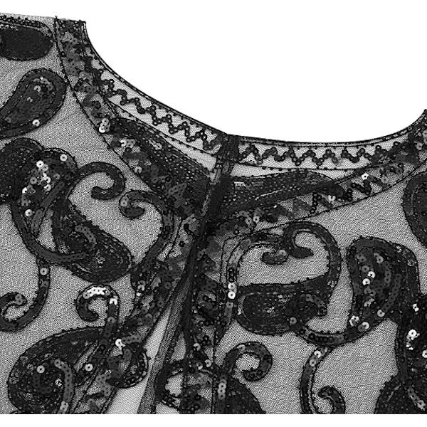Kvinners 1920-talls Flapper-sjal, Sekvens- og Perlebesatte Sjal og Wraps for Kveld, Svart