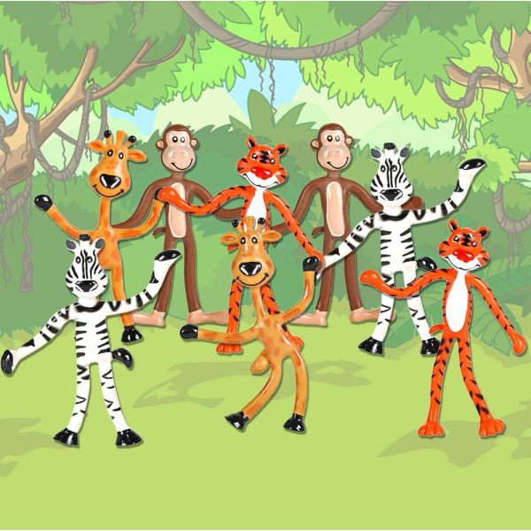 SAYTAY böjbara djurparksdjur, set med 12 flexibla djurfigurer, födelsedagsfester för pojkar och flickor