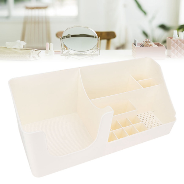 Skrivebords kosmetik makeup opbevaringsboks arrangør med forskellige beholdere hvid