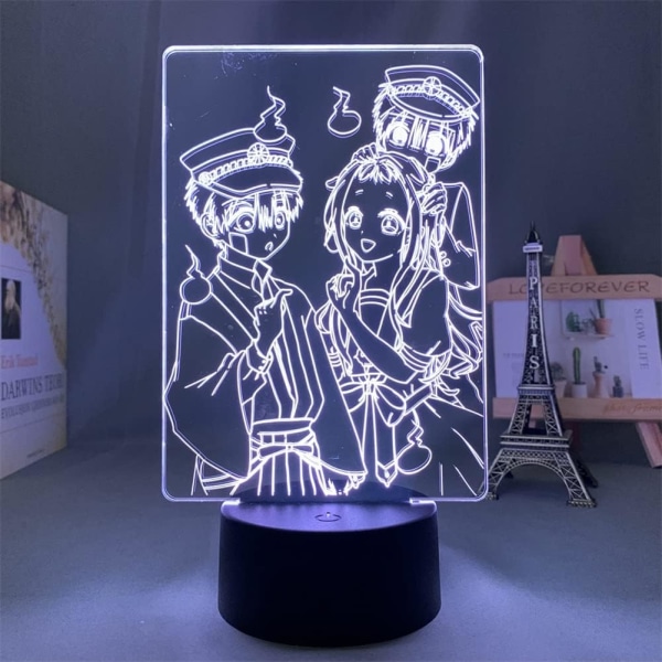 3D Natlampe Toilet-Bound Hanako-kun Anime Illusion Lampe 7 /16 Farve Skiftende Touch Sensor Skrivebordslampe med USB-kabel Børneværelse Soveværelse Dekoration