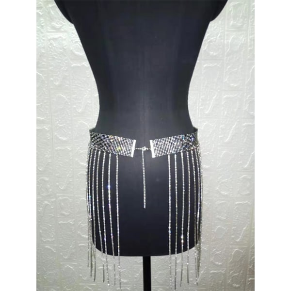 Victray Crystal Body Chain Skirt Rhinestone Midjekjeder Nattklubb Fest Kroppssmykker for Kvinner og Jenter (Gull)