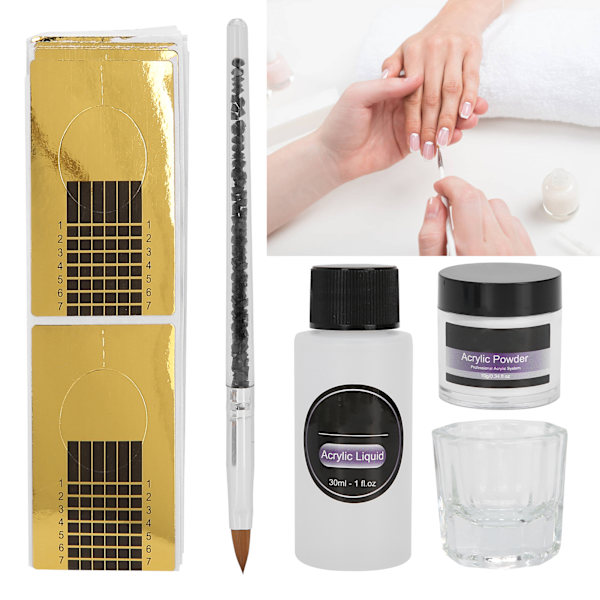 ROSALIND Kristallpulver Set Manikyr DIY Akryl Vätska Kopp Professionellt Nagelkonstverktyg Klar