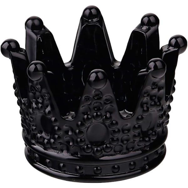 GSHLLO Black Glass Crown Shaped Nail Art Acrylic Dappen Dish Liquid Powder Crystal Cup Glassware Tools Small Ashtray