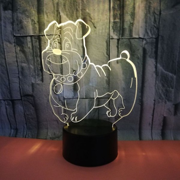 JUSTUP 3D Ny Eksotisk Hund Nattlys Touch Bord Desk Optisk Illusjon Lamper 7 Farge Skiftende Lys Hjemmedekorasjon  Bursdagsgave （Stil K）