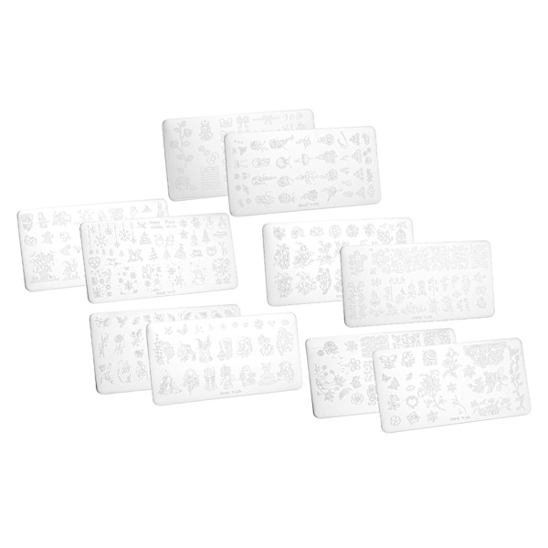 10 stk Negle Stempling Plater Salong DIY Rustfritt Stål Bærbar Neglekunst Bilde Stempling Mønstre Sett