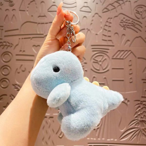 Söpö pieni nukke, pari laukku riipus, pehmolelu nukke avaimenperä, nukke riipus Plush Sitting Dinosaur - Blue