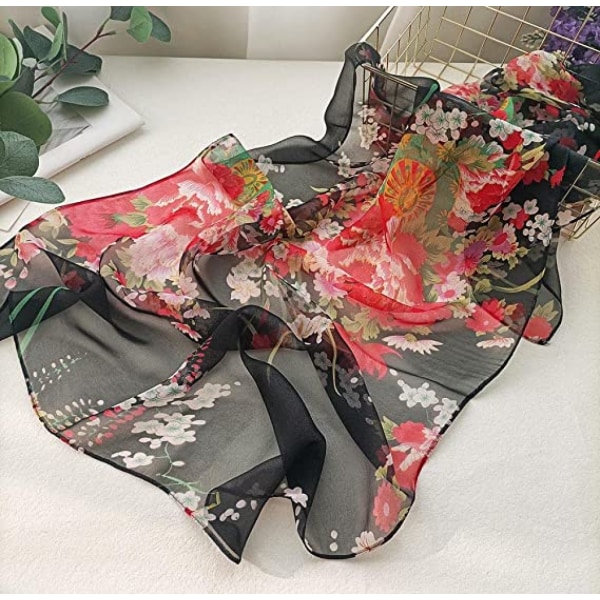 Lätta modehalsdukar för kvinnor, tryckta blommönster, sjal, wraps, A02