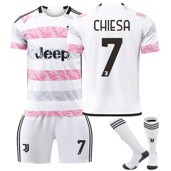 Juventus 23/24 bortefotballdrakt for barn med sokker No.7 CHIESA Children's size22