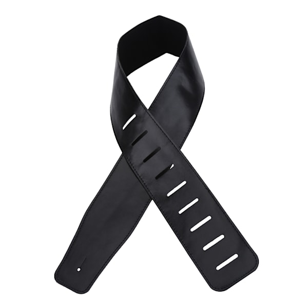 Justerbar Elektrisk Akustisk Gitarr PU Läder Rem Hög Kvalitet Gitarr Bälte (svart)