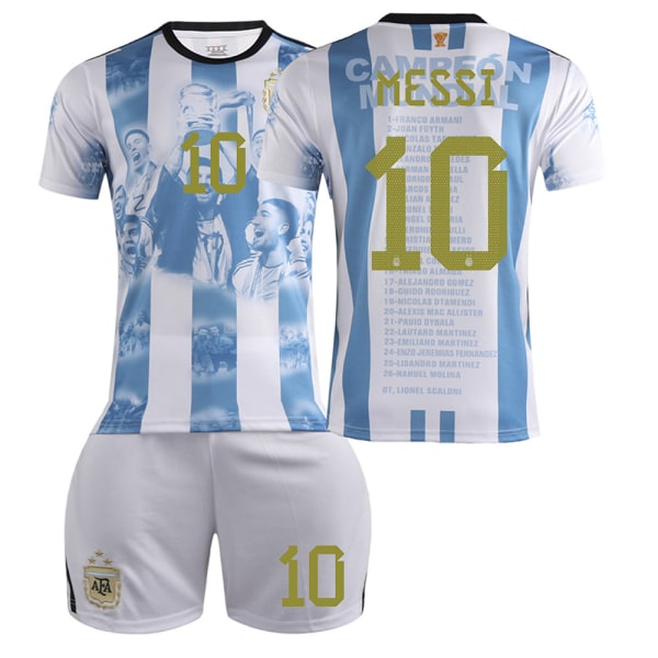 2023-2024 Argentina World Cup Championship Commemorative Edition Football Suit Set-No.10 MESSI(golld)#L No.10 MESSI(golld) #L