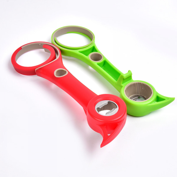 2-Piece Multi-Functional 6-In-1 Bottle Opener Kitchen Bottle Opener Comfortable And Easy To Use Household Multi Kitchen Tools - Green, Red