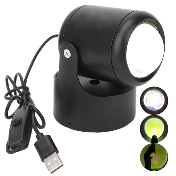 Solnedgangsprojektorlampe USB-projeksjonsnattlys Dekorasjonslampe for soverom Stue Sol