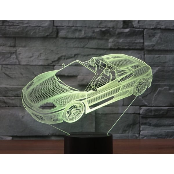 WJ 3D Sportsbil Fjernkontroll 16 Farger Nattlys Illusjon Akryl LED Bordlampe Sengelampe Barn Soverom Skrivebord Dekor Bursdagsgaver Leker for Barn