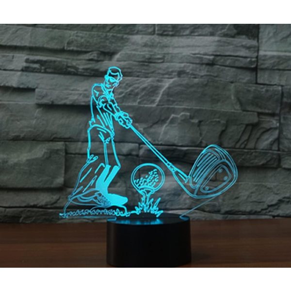 WJ 3D Play Golf Fjernbetjening 16 Farve Natlys Illusion Akryl LED Bordlampe Sengelampe Børns Soveværelse Skrivebord Dekoration Fødselsdagsgaver Legetøj til Børn