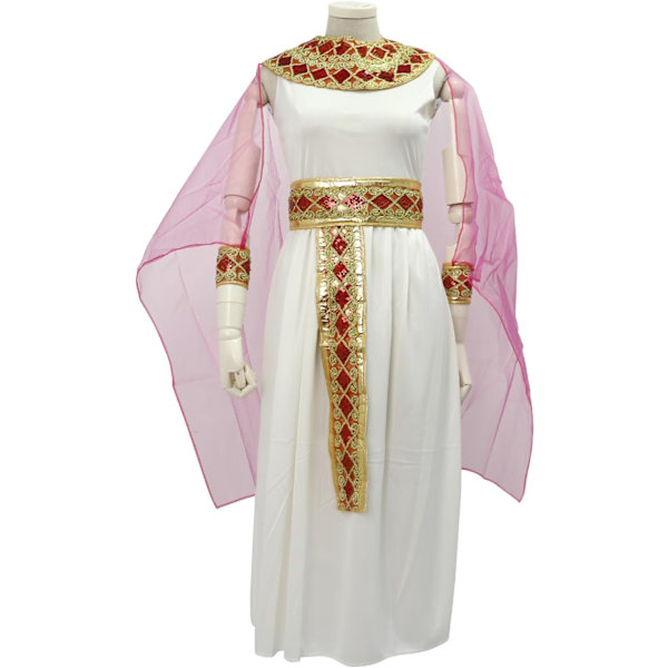 Cleopatra-kostym för flickor, Egyptisk kostymklänning, Kap, Bälte, Krage, Huvudbonad, Armband, Egyptisk Outfit, 4-12 år Medium Pink