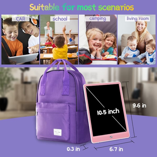 LCD skrivetablet 10,5 tommer, sletbar og genanvendelig skrivetavle, farverig tegnetablet, skrivetabletter egnet til drenge og piger i alderen (Pink White