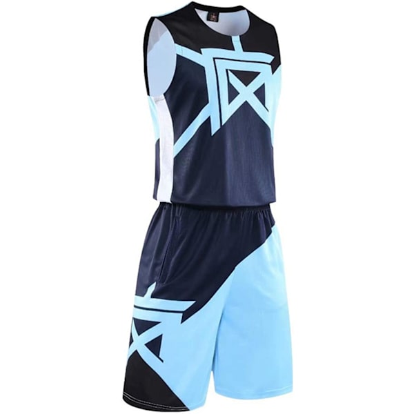 Minimal Su herr basketbolltröja lagtröja och shorts set tävlingsdräkt sportkläder träningsdräkt barn ljusblå  S