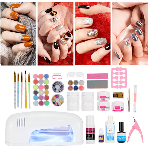 906 Neglekunst Hærdende Lampe UV Gel Neglekunst Værktøjer Akryl Pulver Neglekunst Manicure KitUS Stik 110V