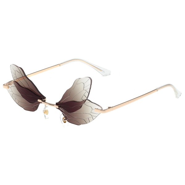 Dragonfly Wing Shape Solglasögon för kvinnor/män Ramlösa oregelbundna glasögon solglasögon fest solglasögon
