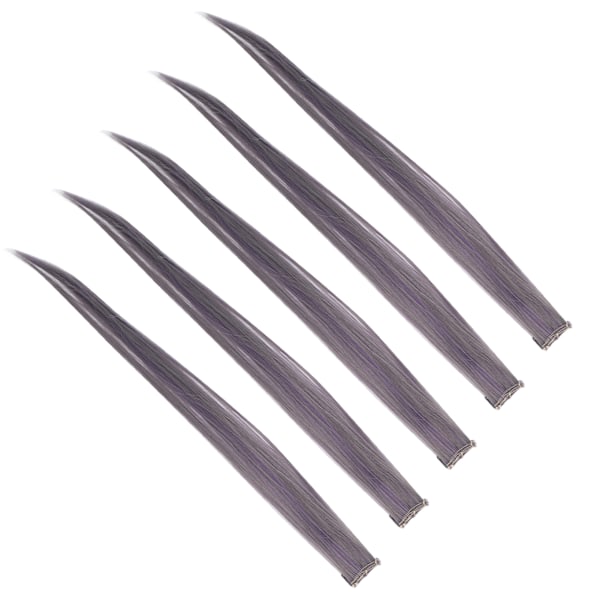 5 stk Clip in Hairpiece Farget Rett Hår Extensions Clip Hairpiece Clip for Party Cosplay Gråblå