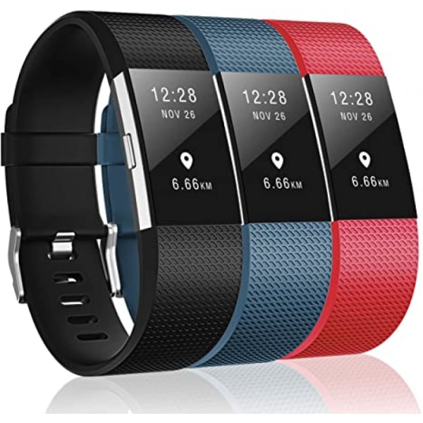3 kpl rannekkeita yhteensopivia Fitbit Charge 2:n, Classic ja Special Edition -versioiden kanssa, vaihtohihnoja Fitbit Charge 2:lle, naisille ja miehille (musta/liuskekivi/mandariini-S)