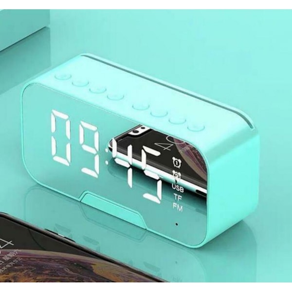 Multifunktionel vækkeur spejl LED vækkeur multifunktionel trådløs Bluetooth (blå)
