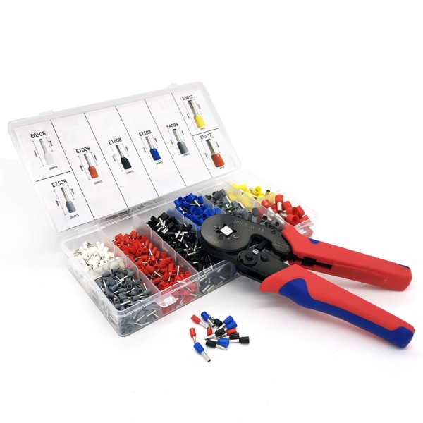 Ferrule Crimp Tool Kit, Professionell självjusterbar Ratchet Wire Crimp Tool med Wire Connectors kit.