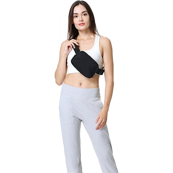 Leotruny Unisex Mini Belteveske, Justerbar Rem Stropp Mageveske, Egnet for Trening, Shopping, Fotturer (Svart)