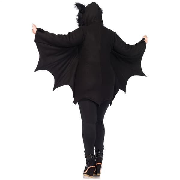 Kvindes Sort Bat Zip Hoodie Halloween Kostumer til Voksne - Medium