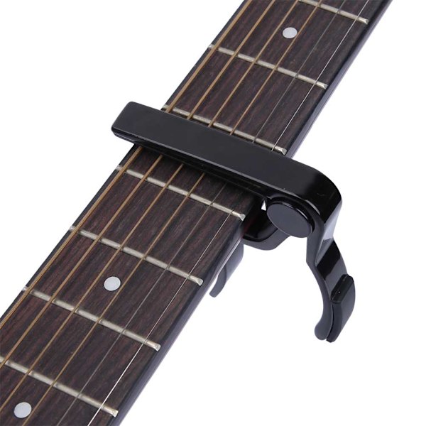 Aluminiumlegering 6-strängad akustisk elektrisk gitarr capo instrument tillbehör (svart)