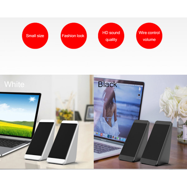 USB-anslutna datorhögtalare 1 par PC Elevation Angle Horns för bärbar dator stationär bokhyllehögtalare kraftfull vit ljudförstärkare