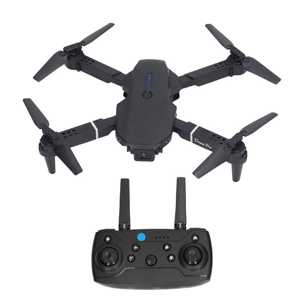 E88 4-akset luft-quadcopter HD dobbeltkamera højopløselig foldbar RC-drone sort