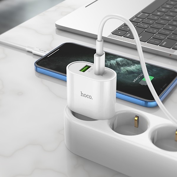 hoco. C95A Kemei PD20W+QC3.0 lader Europeisk standard egnet for Apple USB mobiltelefon hurtiglading
