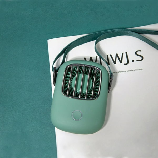 USB Mini handhållen kylning Hängande hals Liten fläkt Lazy Sports Portable Fan (grön)
