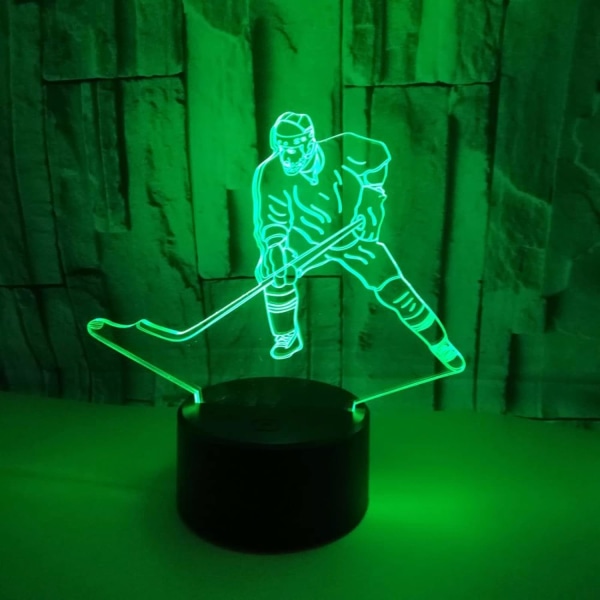 WJ Hockey Spiller Mønster, 3D Illusion Lampe, 3D Natlys 3D LED Nyhed Fødselsdag Ferie Lys Gave Touch Fjernbetjening Legetøj