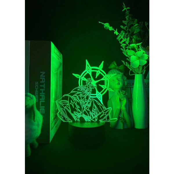 Genshin Impact Figurine Albedo 3D Illusion Lampe for Soverom Decor LED Lys Sengelampe Nattlamper Barn Gave Abedo, huvudstad i Moçambique