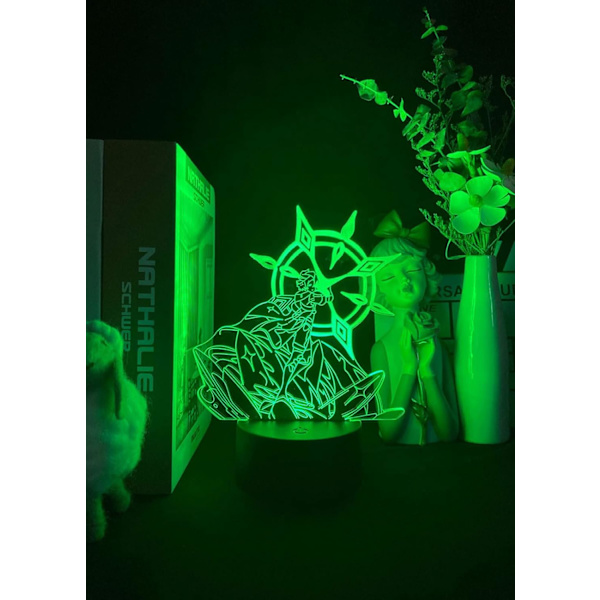Genshin Impact Figurine Albedo 3D Illusion Lampe til Soveværelsesindretning LED Lys Sengeborde Natlamper Børnegave Abedo, huvudstad i Moçambique