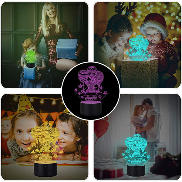 3D Teddybjørn Lampe Stemningslampe 16 Farver Børneværelse Natlys Illusion Akryl LED Bordlampe Sengelampe til Børneværelse Dekoration