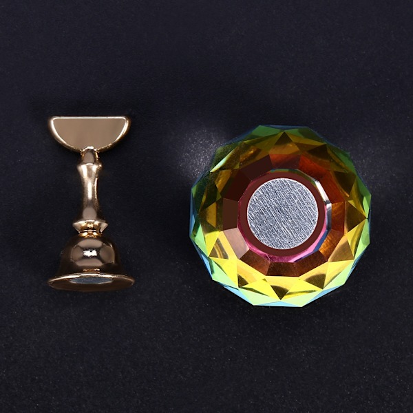 Magnetisk Negletip Øvelsesstand Base Legering Holder Neglekunst Display Farverig Sfærisk Krystal
