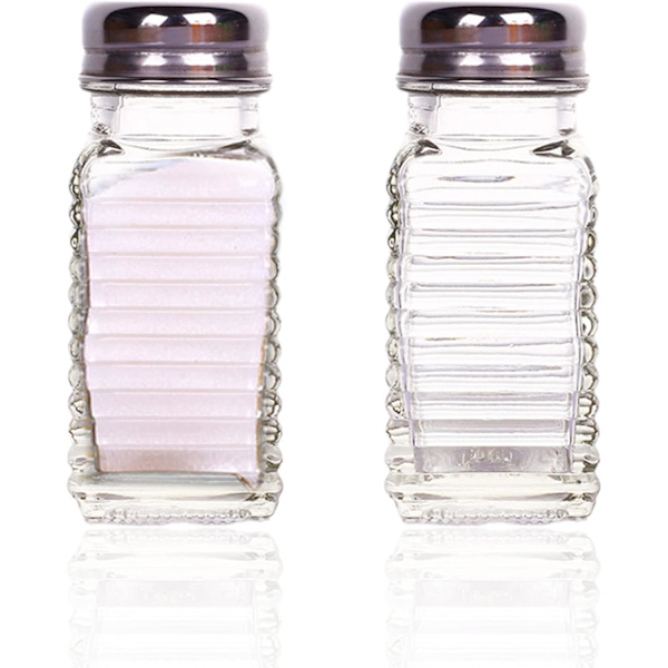 Salt- og pebersæt med rustfrie toppe, sæt af 2 (stribede rektangulære shakere) Striped rectangular Shakers