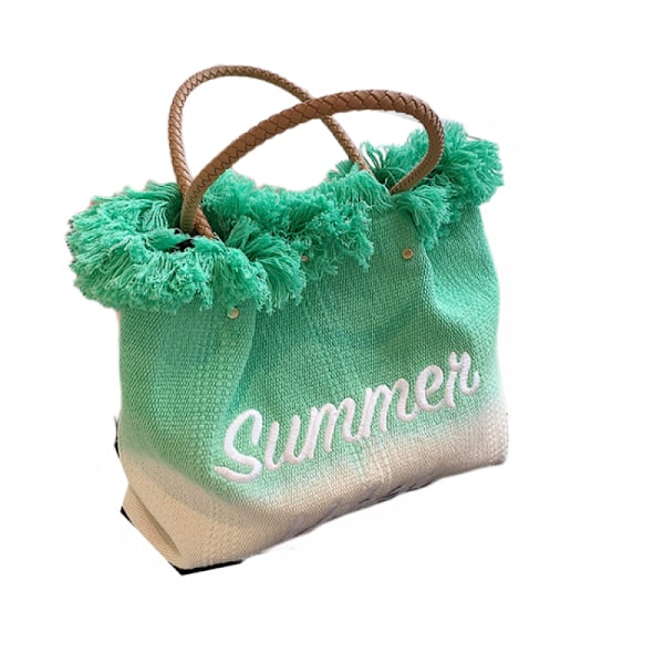 Strandväska för kvinnor, extra stor toteväska för damer, stor strandväska för kvinnor (grön)